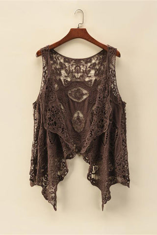 Crochet Sleeveless Layered Blouse
