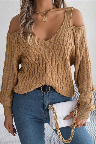 Off-Shoulder Cable Knit Sweater