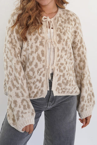Tie-Front Leopard Cardigan