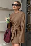 Long Sleeve Ruched Wrap Dress