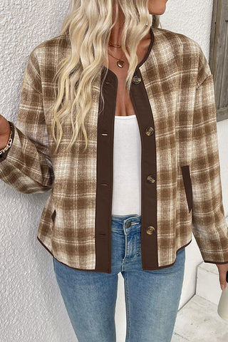 Plaid Button-Front Blazer Jacket