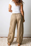 Leopard Star Patched Drawstring Jogger Pants
