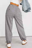 Button Patch Drawstring Pants