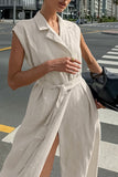 Sleeveless Tie-Waist Casual Dress