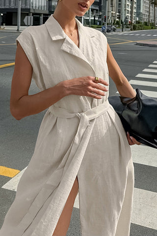 Sleeveless Tie-Waist Casual Dress