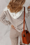 Stripe Textured V Neck Top
