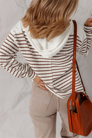 Stripe Textured V Neck Top