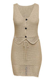 Buttoned Crochet Skirt Set