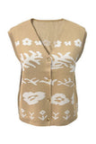 Floral Button-Front Sweater Vest