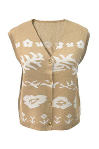 Floral Button-Front Sweater Vest