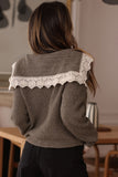 Lace-Trim Button Cardigan