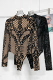 Elegant Lace Pattern Bodysuit