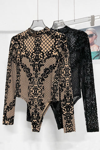 Elegant Lace Pattern Bodysuit