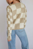 Checkered Tie-Front Cardigan