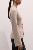 Buttoned Cardigan with Flared Sleeves