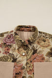 Floral Waffle Knit Patchwork Chest Pocket Jacket