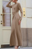 Long Sleeve Draped Casual Maxi Dress