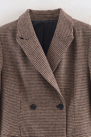 Double-Breasted Houndstooth Blazer