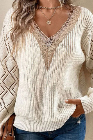 V-Neck Knit Casual Sweater