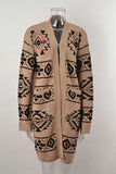 Geometric Pattern Open-Front Cardigan