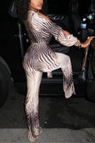 Animal Print Tie-Front Jumpsuit
