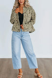Retro Leopard Print Button Denim Jacket