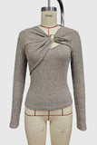 Stylish Ribbed Knot Detail Blouse