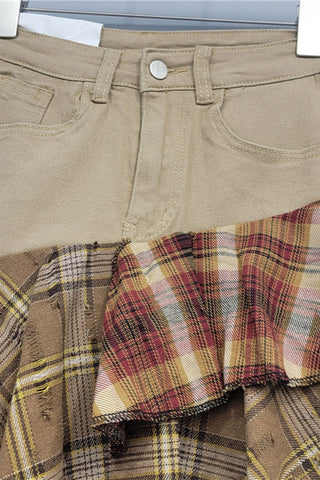 Layered Plaid Mini Skirt