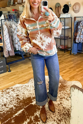 Quarter-Zip Aztec Sweatshirt