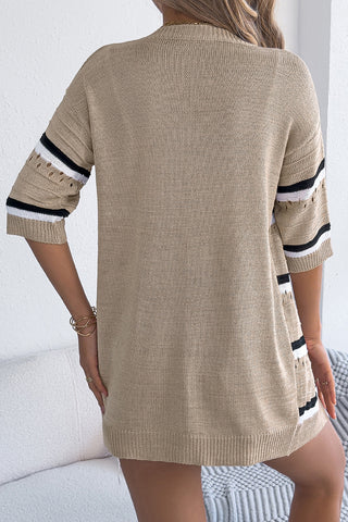 Striped Open-Front Cardigan