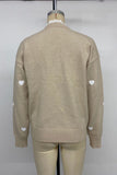 Heart Patterned V-Neck Sweater