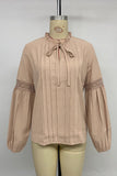 Elegant Pleated Blouse with Lace Detail