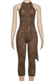 Halter Neck Leopard Print Jumpsuit