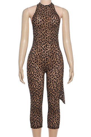 Halter Neck Leopard Print Jumpsuit