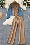 Contrast Zip-Up Pants Set