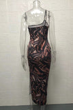 One-Shoulder Animal Print Sundress