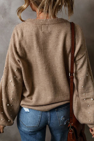 Pearl-Embellished Knit Sweater