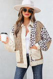 Leopard Waffle Quilted Patchwork Button Jacket