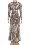 Ruched Snake Print Dress