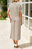 Striped Short-Sleeve Skirt Set
