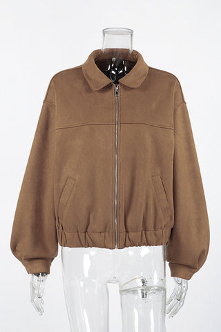 Zip-Front Casual Bomber Jacket