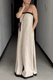 Strapless Button-Front Casual Dress