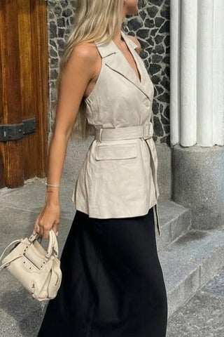 Belted Sleeveless Tank Top