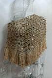 Sequin Fringe Mesh Top