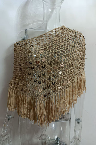 Sequin Fringe Mesh Top