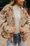 Floral Waffle Knit Patchwork Buttoned Jacket