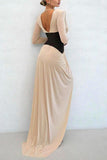 Long Sleeve Plunge Waist Detail Dress