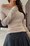 Off-Shoulder Ruched Long Sleeve Top