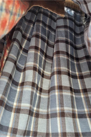 Button-Accent Plaid Mini Skirt