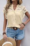 Eyelet Button-Front Blouse